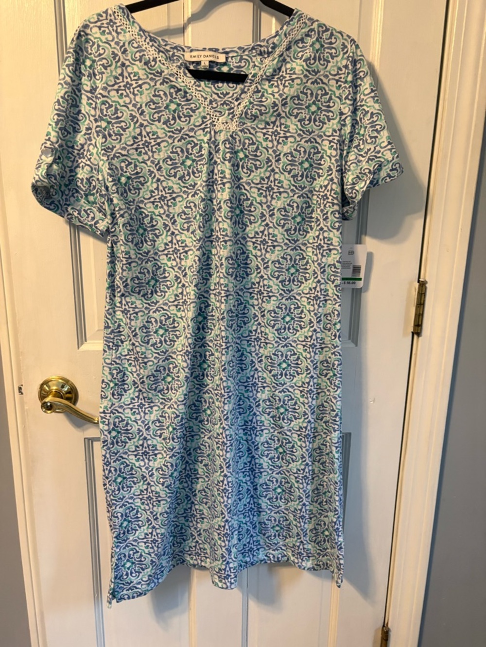 Emily Daniels Blue & White Printed Midi Dress